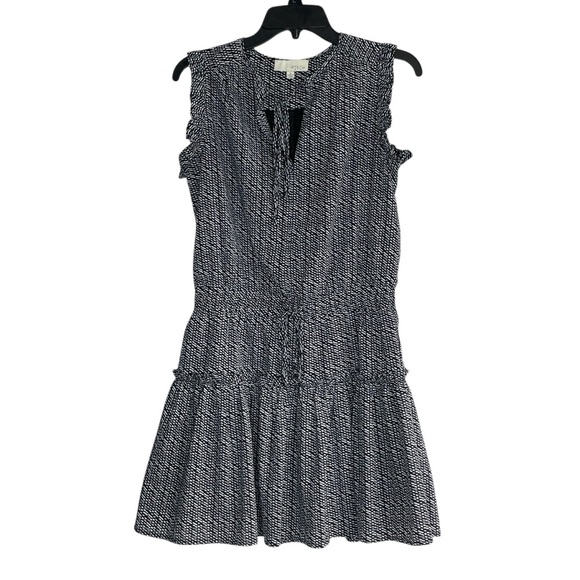 Pinch Ruffle Mini Black and White Pleated Sundress size S - Picture 1 of 11